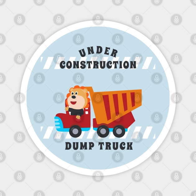 Vector illustration of contruction vehicle with cute litle animal driver Magnet by KIDS APPAREL